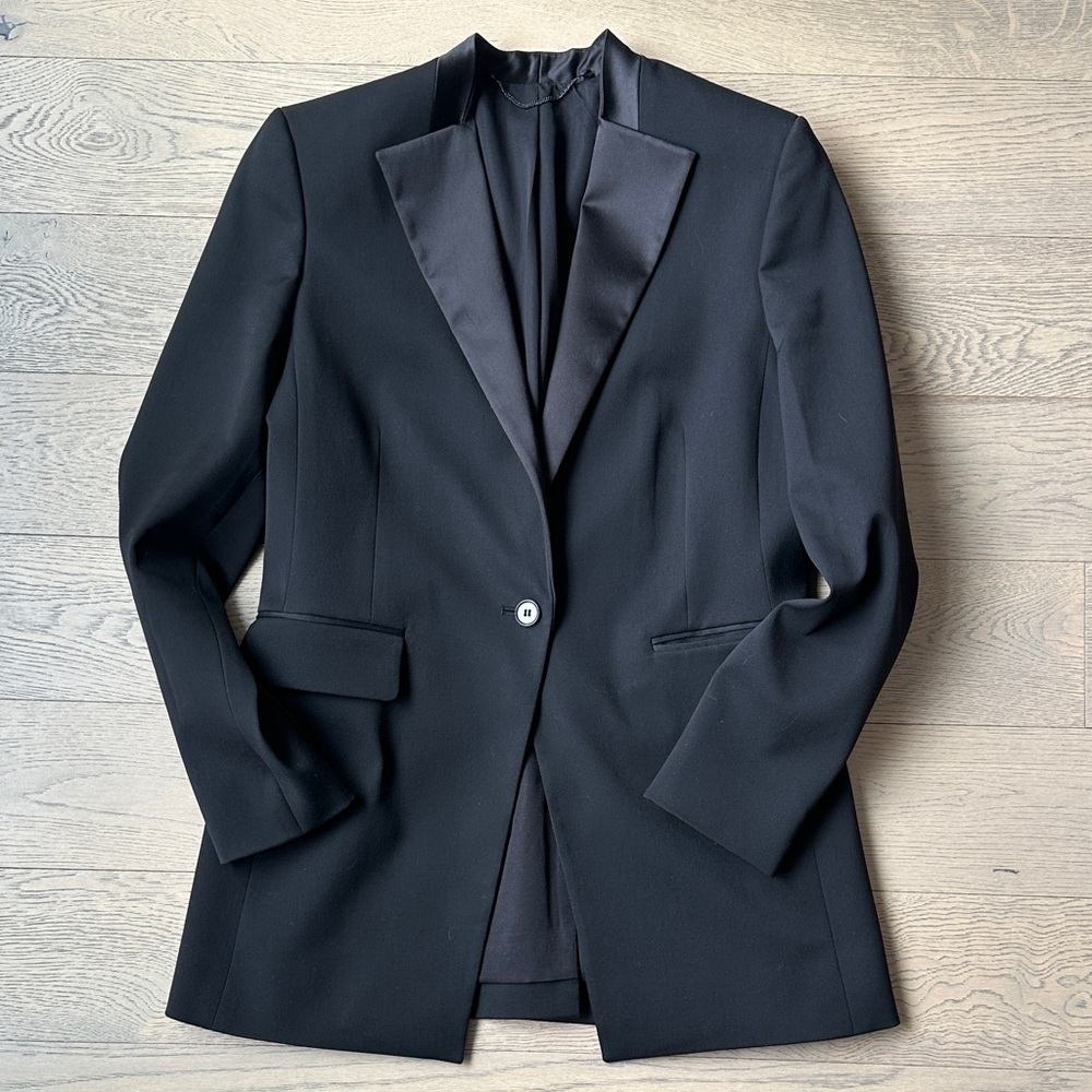 All Saints Charcoal Blazer with Satin Detail